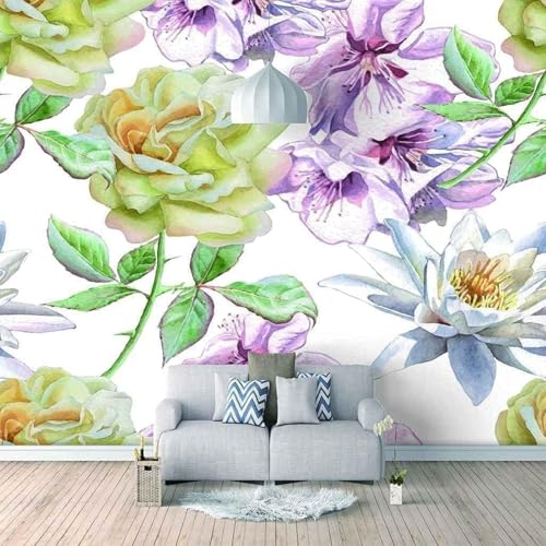 Tzxztt Flores Simples Elegantes Tridimensionales Multicolores Moderno Papel Pintado 3D Seda Texturizada Primera Calidad Neutros Material Ideal Para SalóN Dormitorio-300cm×210cm