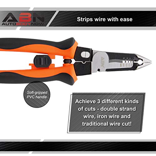 Abn Needle Nose Pliers Set 8-Inch 1Pk - Ergonomic Multi-Use Wire Stripper - Wire Crimper Cutter Stripper Tool 10-18 Awg #TOP2