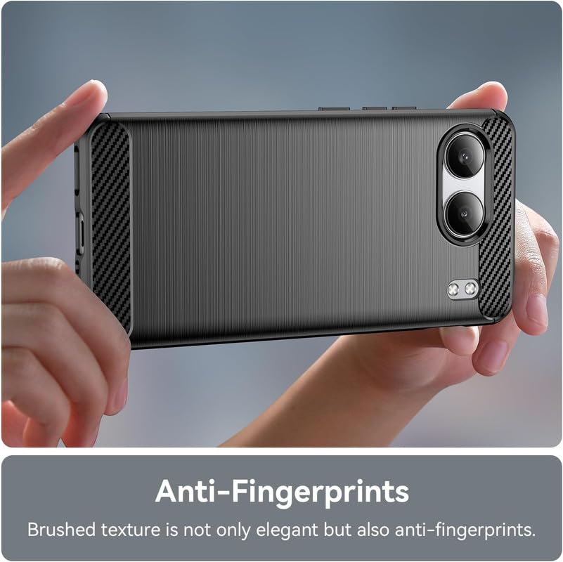 Image of NPRC Hybrid Ultra Slim Protective Case TPU Non-Slip Carbon Fiber Texture Shockproof Case Cover for Oneplus nord 4 - Black