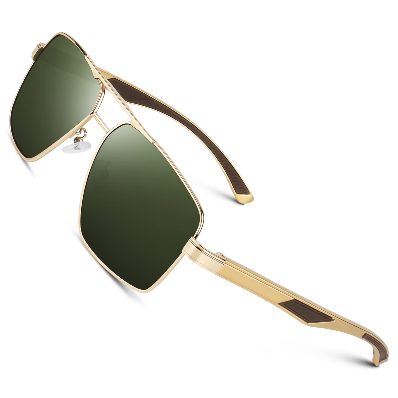 CGID Gafas de Sol Polarizadas para Hombres y Mujeres Piloto Cuadrado de Aleación Al-Mg con Protección UV400, Bisagras de Resorte Flexibles Gafas de Sol Tonos para Hombre