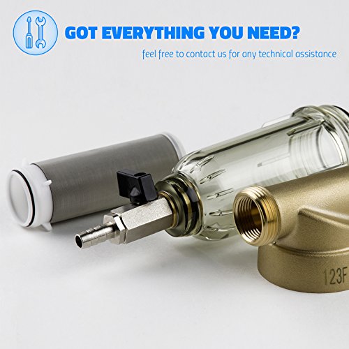Image of iSpring WSP-50 Reusable Whole House Spin Down Sediment Water Filter 50 Micron with Push to Connect Ball Valve