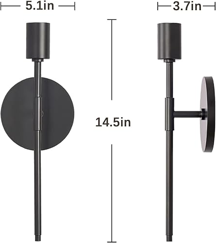 Miniatura 2 de INVISNEN Moderna lámpara de pared de 1 luz, apliques de pared de tocador de interior negro suave para restaurante, cafetería, hotel, bar,