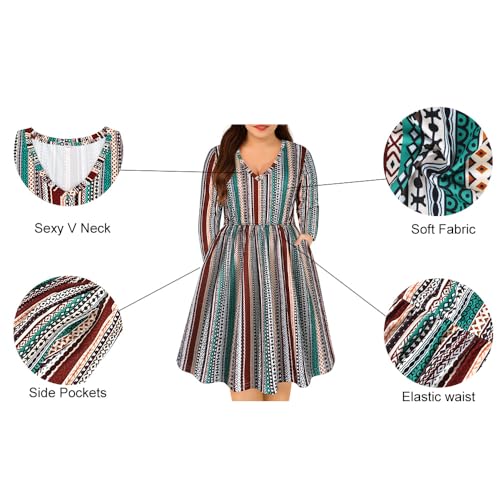 Image of RITERA Plus Size Dresses for Curvy Women Summer Spring Womens Dress V Neck Short Sleeve Casual Dress with Pockets XL-5XL