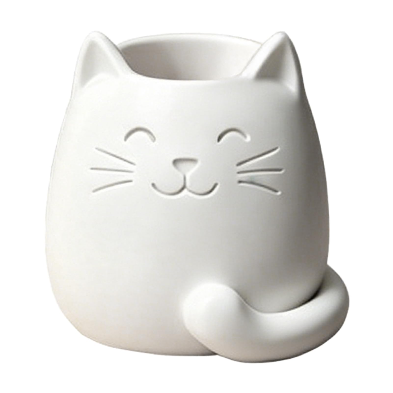 Glifora Pen Holder - Cartoon Cat Shape Desk Organiser, Smooth Surface Decorative Stationery Holder for Pencils, Gel Pens and Makeup Brushes