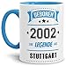 Produktbild Tassendruck Geburtstags-Tasse Geboren 2002 Eine Legende aus Stuttgart Innen & Henkel Hellblau/Geschenk/mit Spruch/Mug/Cup/Becher/Qualität Made in Germany
