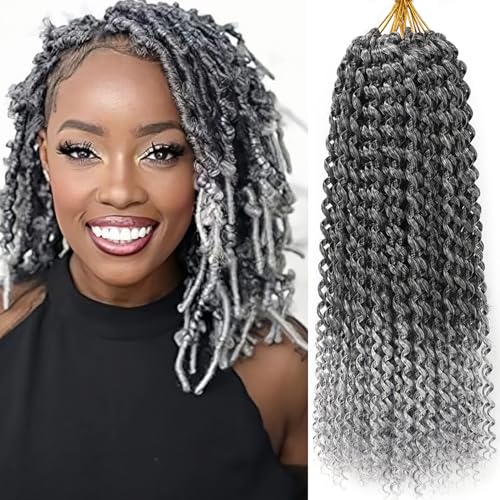 Grey Passion Twist Hair 14 Inch, 7 Packs Water...