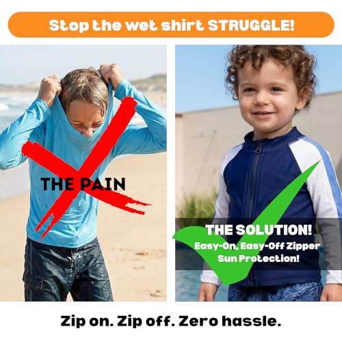 Image of SwimZip Boys' Long Sleeve Rash Guard & Swim Shorts Set - UPF 50+ Sun Protection