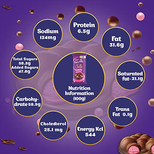 Image of Cadbury Dairy Milk Silk Bubbly Bubblegum Chocolate Bar, 120 Gram