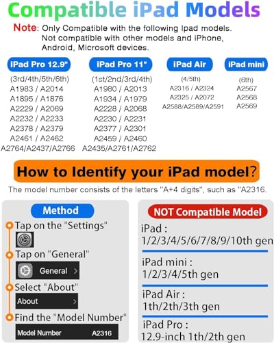 Image of Magnetic Wireless Charging 2nd Gen Stylus Pen Compatible for iPad | Palm Rejection | Pencil Compatible with iPad Pro 12.9 in 3 /4 /5 /6, iPad Pro 11 in 1 /2 /3 /4, iPad Air 4 /5 (Apple Wireless)