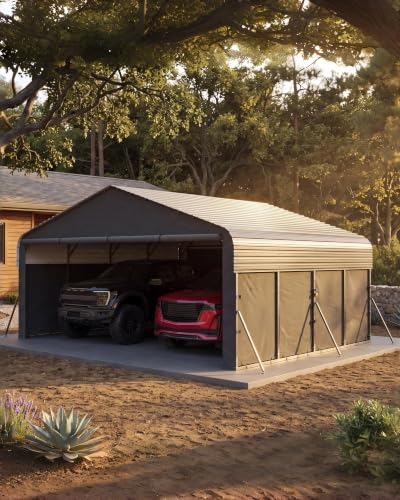 Image of Garvee 20x20 ft Metal Carport Enclosed, Car Ports for 2 Cars