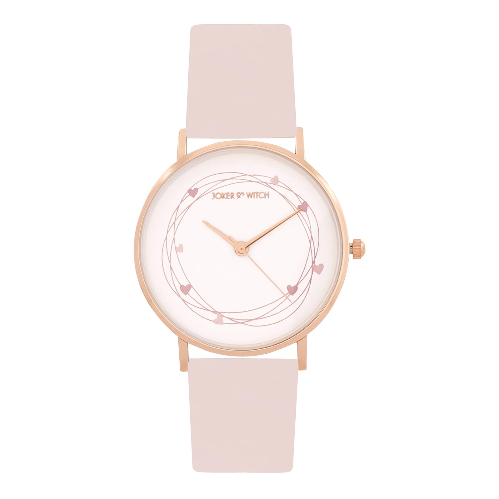 Joker and Witch Whisper 36mm White Dial 18mm Pink Faux Leather Strap Watch for Women-image-41