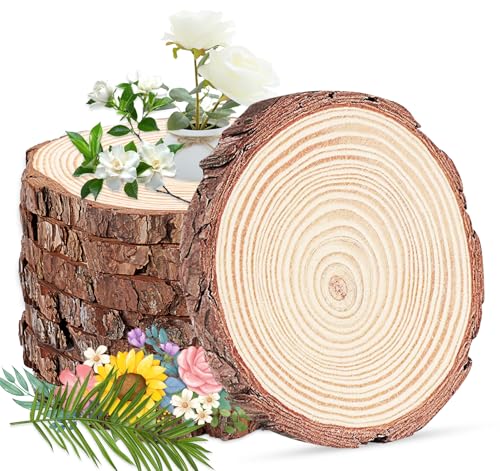 Wood Slices for Centerpieces, 8pcs Natural Pine Slabs