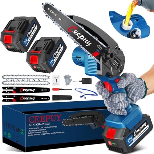 CEEPUY Mini Motosega a Batteria per Potatura con 8000mAh Batterie, 8 Pollici Sega a Batteria con...