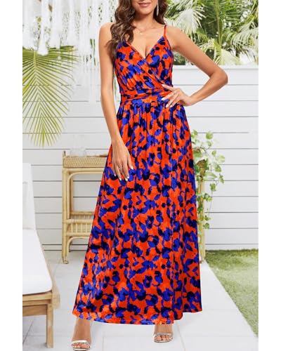 Image of Newshows Women's 2026 Lightweight Summer Wedding Guest Beach Vacation Casual V Neck Split Flowy Maxi Dress