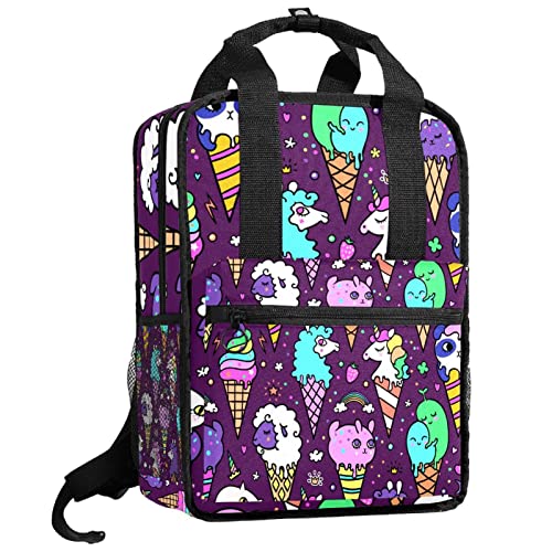 Cartable fille avec motif licorne glacée et bretelles réglables