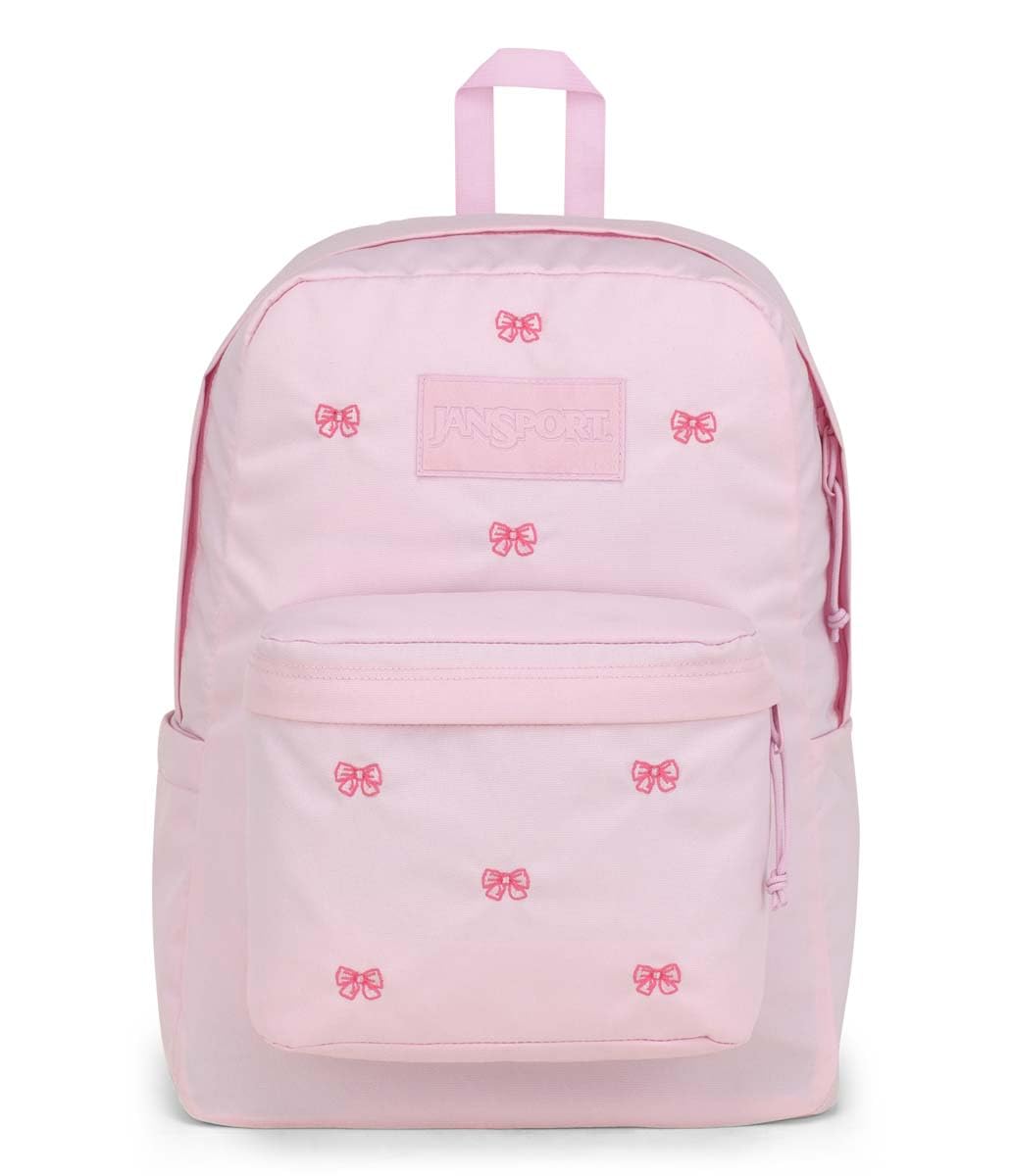 JanSport Superbreak Plus FX Backpack - Work, Travel, or Laptop Bag with Water Bottle Pocket - Embroidered Bows