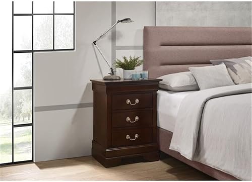 Miniatura 2 de Glory Furniture Louis Phillipe Mesita de noche con 3 cajones en capuchino Capuccino,Beige,Negro -,Gris,Roble,plateado, (Silver Champagne),verde