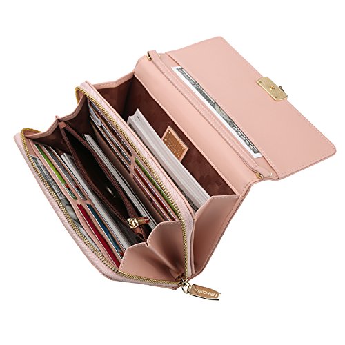 Preisvergleich Produktbild Geldtasche Damen Geldbörse Reißverschluss-Brieftaschen groß Kapazität Canvas Geldbeutel Tasche Damen Portemonnaie - Mescara (Pink, 20 * 12 * 3.5 cm)