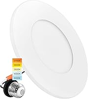 Vista 1 de LUXRITE 3-4 Inch LED Flush Mount & Recessed Light, 7.5W, 5CCT 2700K-5000K, 650LM, Magnetic Trim, Dimmable Ceiling Can Light, Install to J-Box or 4