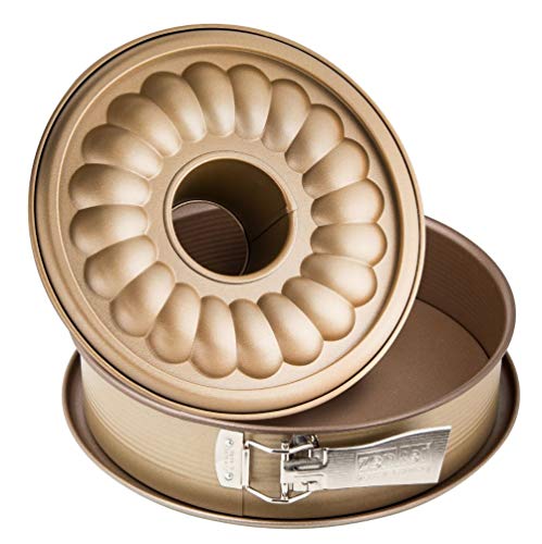 Zenker 7352 - Linea Mojave Gold - Tortiera apribile Dorata a 2 Fondi con Base sporgente, in Antiaderente con Particelle minerali di Rinforzo, Oro/Marrone, ca. Ø 26 cm