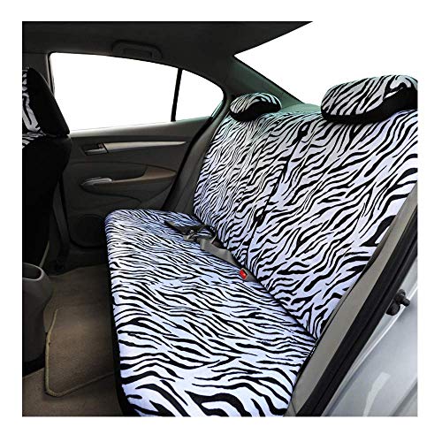 Audel Zebra Car Seat Covers for Full Set with 2 Seat Belt Pads & Universal 15 Inch Steering Wheel Cover Fit for Cars, Trucks, SUV, or Van