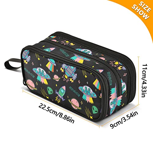 Image of Fisyme Alien Space Rocket Pencil Case Large Capacity Pen Box Makeup Pouch Holder Organizer Stationery Bag for School Office College Traval Adults