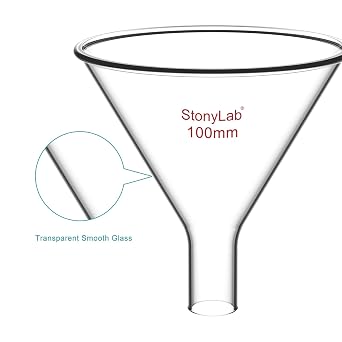stonylab Glass Powder Funnel, Heavy Wall Borosilicate Glass Short Stem Funnel with 100 mm Top Diameter and 22 mm Stem Length