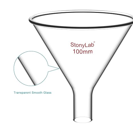 stonylab Glass Powder Funnel, Heavy Wall Borosilicate Glass Short Stem Funnel with 100 mm Top Diameter and 22 mm Stem Length