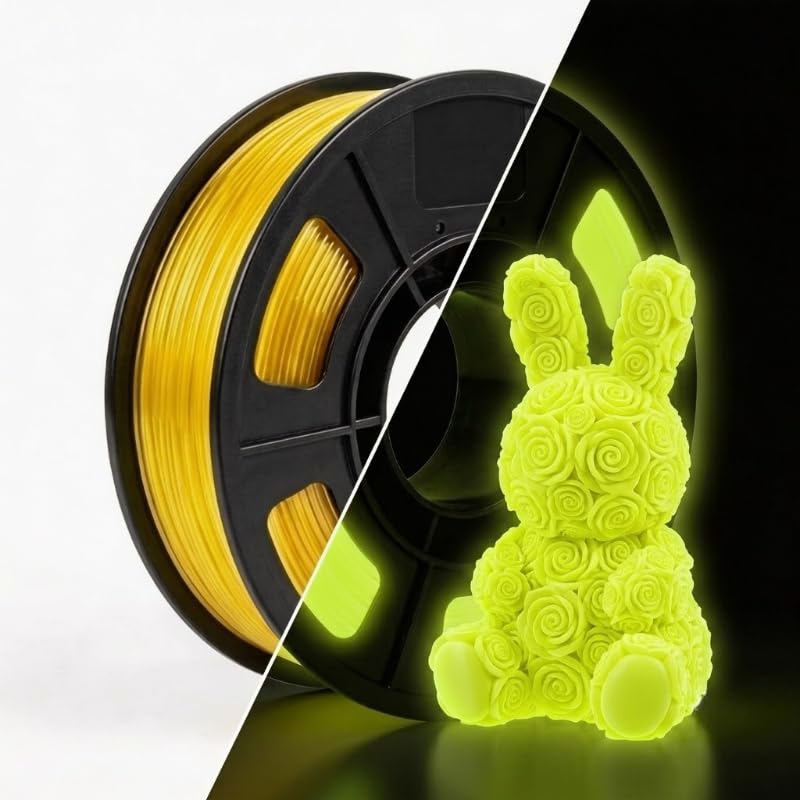 Image of 250G 95A TPU 3D Printer Filament, 1.75mm Glow in The Dark Yellow, Soft TPU Flexible 3D Printing Filament, High Hardness & Resilience, Best with UV Lamps,Fit Most 3D Printers