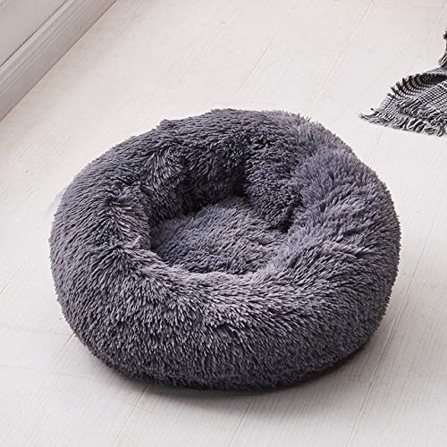 LANGGE Soft Warm Round Pet Dog Bed Comfy Calming Pet Bed Dog Cushion Mat Dog Cat Washable Plush Kennel Donut Bed