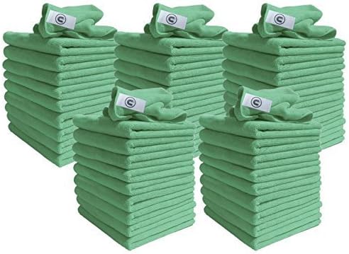 DCS Microfibre Cleaning Cloth, Green, Pack of 50, Large Size: 40x40cm. Super Soft Premium Streak Free Washable Cloth Duster for Kitchen, Bathrooms, Surfaces, Mirrors, Car, Motorbike