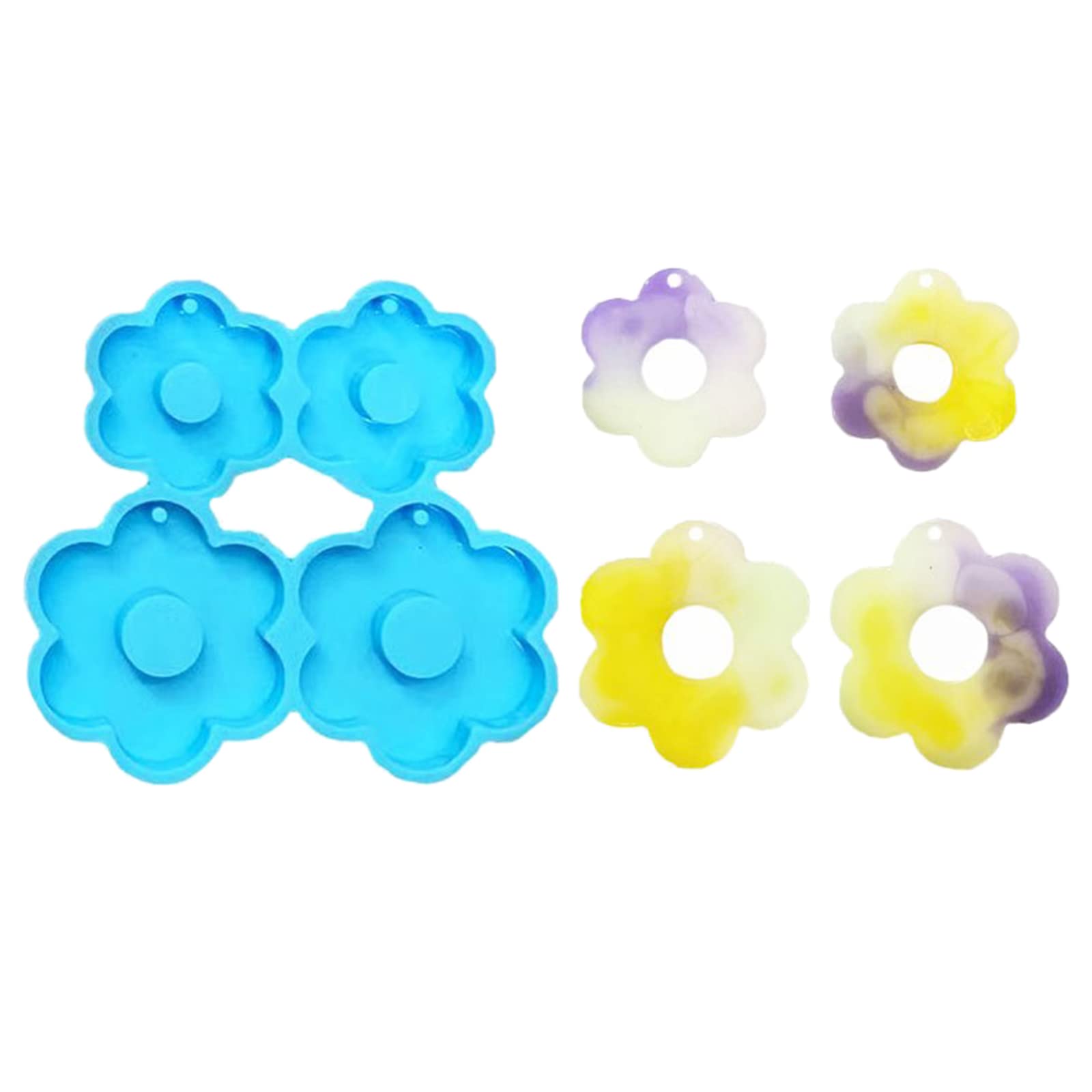 Hredwep Resin Jewelry,Keychain Resin Mold Flower Silicone Mold for Resin Pendant Keychain,Necklace Earrings,Jewelry Making