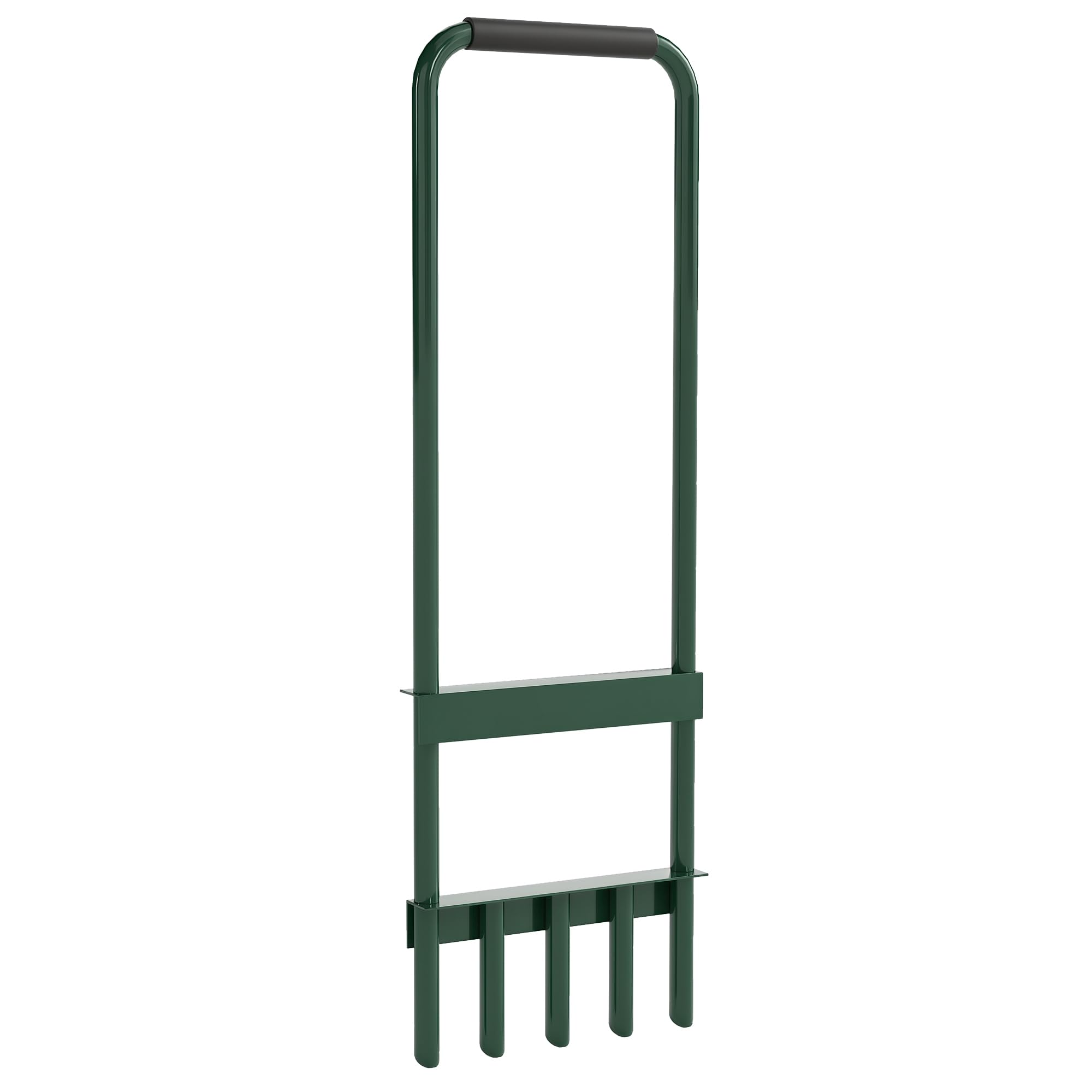 Outsunny Aireador de Césped Manual con 5 Púas Huecas y Mango Antideslizante, Herramienta de Perforación para Césped, Ideal para Cuidado de Jardines y Patios, Verde Oscuro