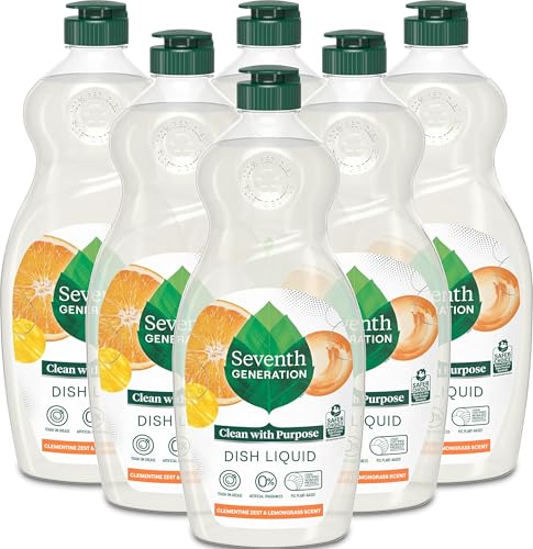 Image of Seventh Generation Dish Liquid Soap, Clementine Zest & Lemongrass Scent, 19 Fluid Ounce (Pack of 6)