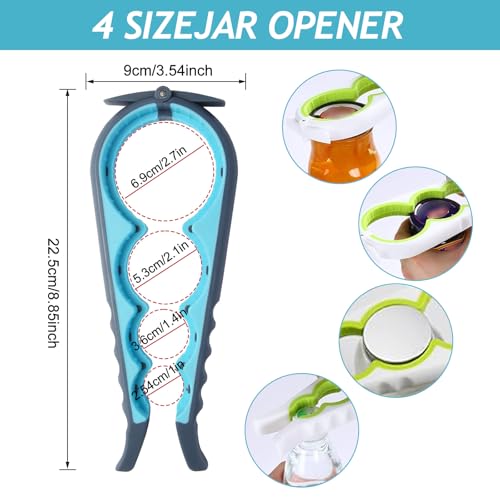 Image of 4 in 1 Jar Opener Multi-Function Bottle Opener Non Slip Remover Tool for Seniors with Arthritis and Anyone with Low Strength(Grey Blue)