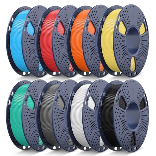Image of JAYO PLA+ Filament Bundle 1.75mm, PLA 3D Printer Filament Bundle Multicolor, 250g Spool, 8 Pack, 2KG in Total (Black, White, Gray, Mint Green, Lemon Yellow, Sunshine Orange, Cherry Red, Sky Blue)