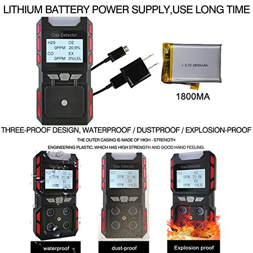 4 Gas Monitor Multi Gas Detector Sound Light Shock 4 Gas Meter Tester Analyzer Rechargeable Portable Gas Detector - 2 Years Detector