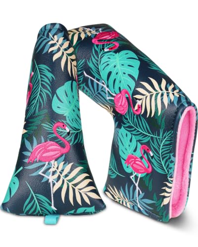 Big Teeth Golf Blade Putter Cover | Magnetic Tropical Flamingo Headcover