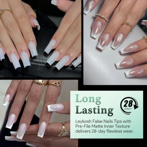 Image of Leykosh Medium Square Nail Tips, 15 Sizes 240 PCS Clear Acrylic Soft Fake Nails Gel Nail Tips, Full Cover Pre-Shaped Matte Long Lasting Press on Nails Extension for DIY Beginners & Salon Manicure