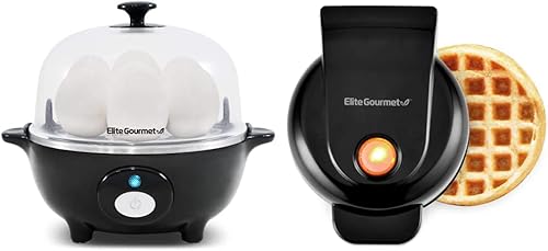 Elite Gourmet EGC-007B # - Olla rápida para huevos, 7 huevos, duros, medianos, suaves, escalfador, máquina de tortillas, apagado automático +