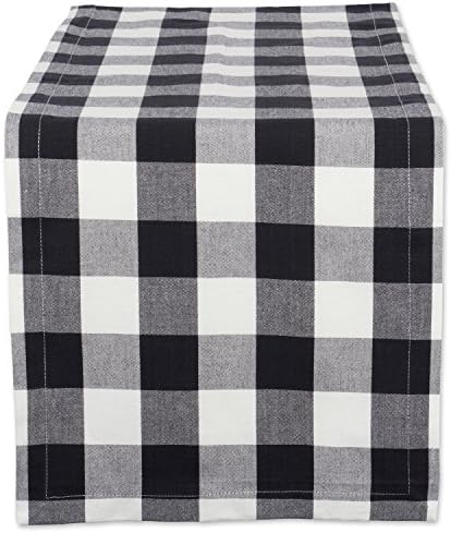 DII Buffalo Check Collection, Classic Farmhouse Table Runner, 14x108", Black & White