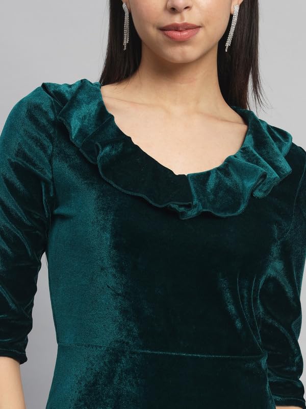 Image of V-Neck Party Dress for Women Bodycon | Shiny Velvet Half Sleeves Above Knee Length Outfit