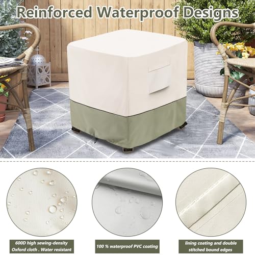 Image of Bitubi Waterproof Patio Ottoman Cover, Heavy Duty Square Outdoor Side Table Furniture Covers Size 32L x 32W x 18H inch (Beige)