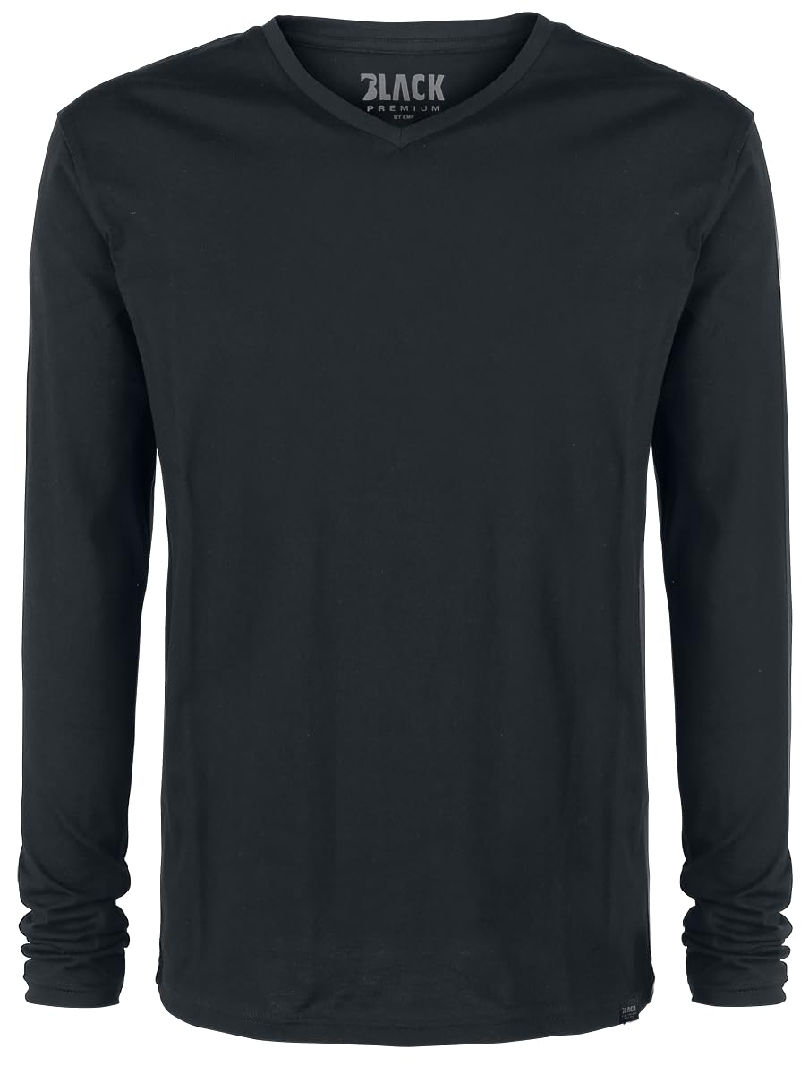 Black Premium by EMP Hombre Pack de Dos Mangas largas Negras
