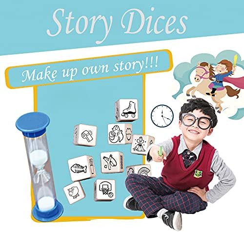 Miniatura 5 de Mbarbs Story Cubes 9 Storytelling - Juego de dados de 1 minuto de reloj de arena creativo para niños y adultos, un viaje feliz y dados de lenguaje