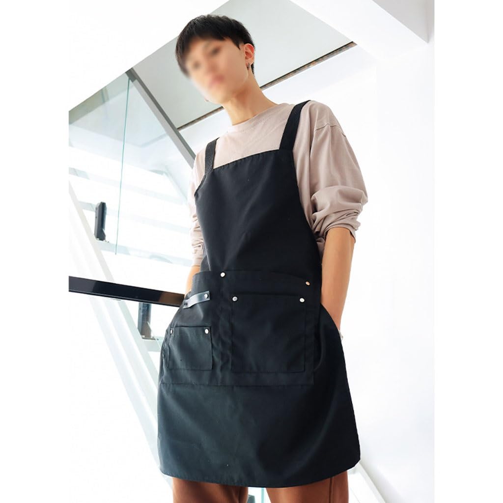 TEESONG Delantal de Chef Delantal Sencillo Coreano de Lona for el hogar, Cocina, Peluquero y manicurista, Ropa de Trabajo for Hombres y Mujeres Delantales para Hombres(A)