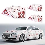 12 Sheets Halloween Car Stickers with Red Blood Handprint & Blood Flowing,Funny Car Decals Fit for Headlights,Taillight,Horror Cars Window Decals as Halloween Gifts for Men/Women