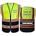 Custom Mesh Safety Vest Customized Logo Class 2 High Visibility Reflective Vest with Pockets Construction workwear ï¼ˆYellow Blackï¼ŒXL ï¼‰