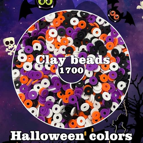 YMSDZHL 3300PCS Halloween Polymer Clay Bead Friendship Bracelet Making Kit | DIY Flat Preppy Beads for Jewelry Making,Heishi Beads with Charms Gifts for Teen Girls Crafts for Ages 4-12 - image 4