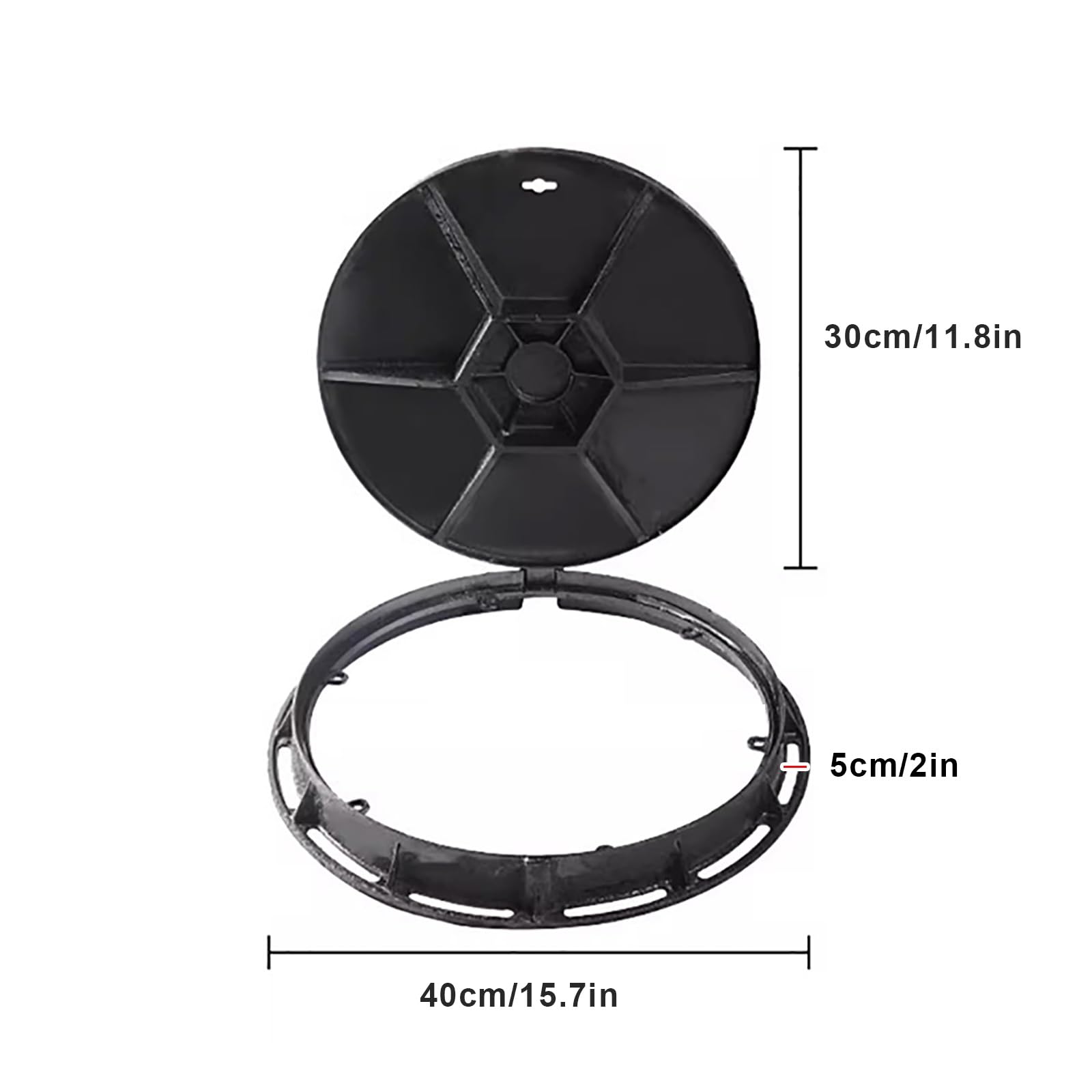 Ronde Putdeksel, Gietijzeren Septictankdeksel met Frame, Metalen Inspectiedeksel, Antislip Rioolputdeksel, voor Patio, Tuin, Garage, Snelweg - 30/40/50/60/70/80 cm(30cm/12 Ronde Putdeksel, Gietijzeren Septictankdeksel met Frame, Metalen Inspectiedeksel, Antislip Rioolputdeksel, voor Patio, Tuin, Garage, Snelweg - 30/40/50/60/70/80 cm(30cm/12